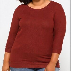 Market & Spruce Scoopneck 3/4 Sleeve Sweater in Rust Red